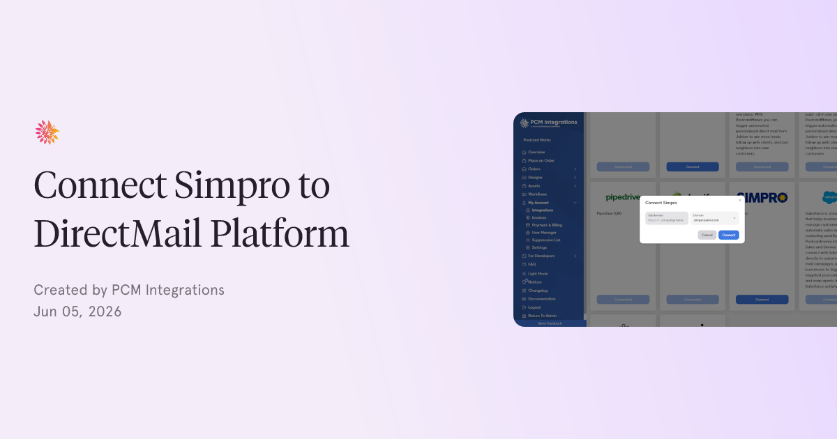 Connect PCM to Simpro image