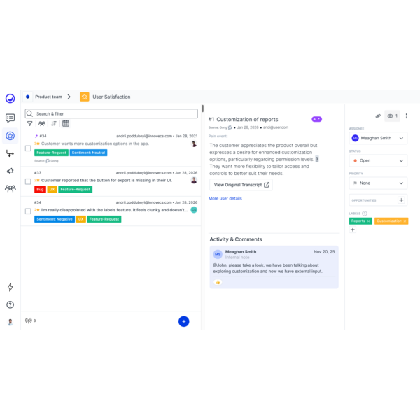 View structured user feedback and act timely, Usersnap