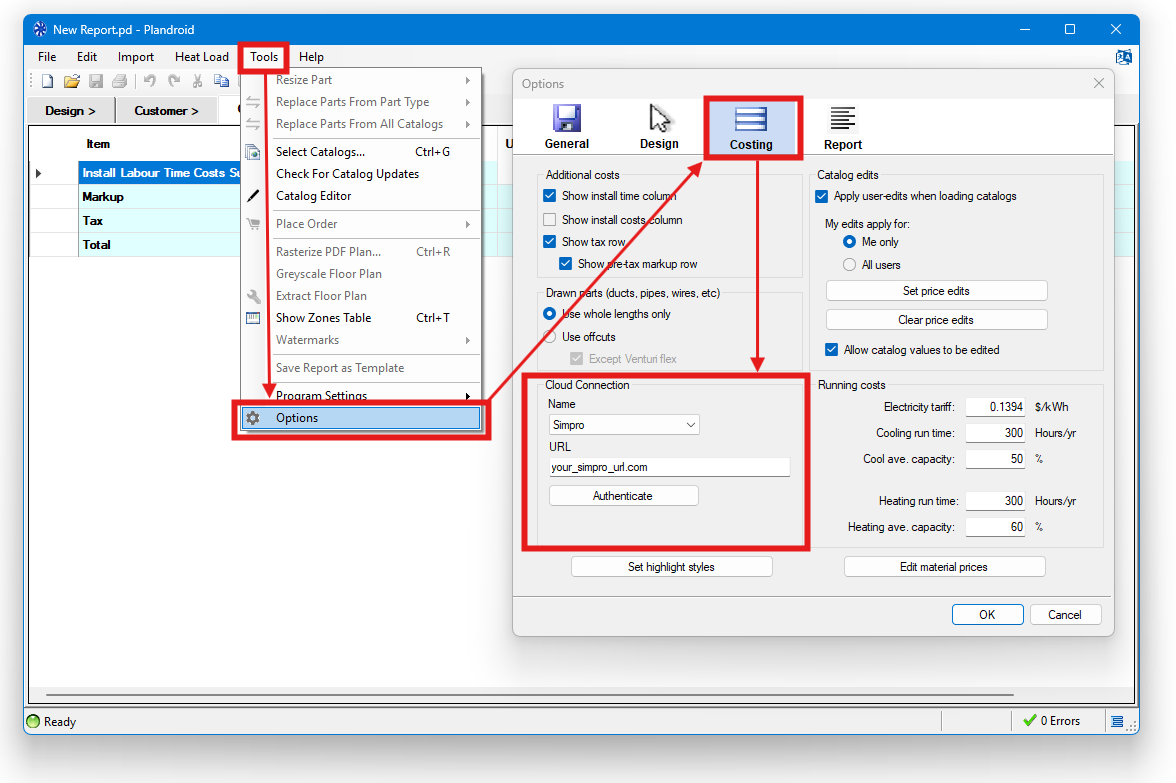 Setting up the Plandroid to Simpro integration image