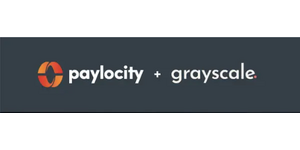 Texting, powered by Paylocity + Grayscale logo