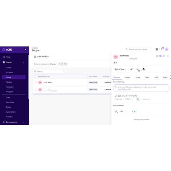FreJun Click-to-Call feature in Gong