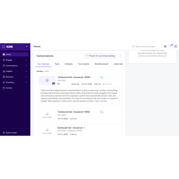Call sync from FreJun to Gong