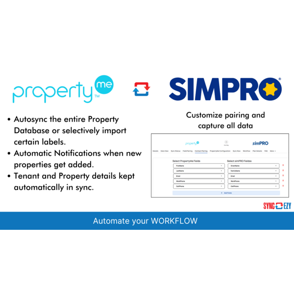 PropertyMe to Simpro Integration: Automating Property and Tenant Sync with Customizable Pairing