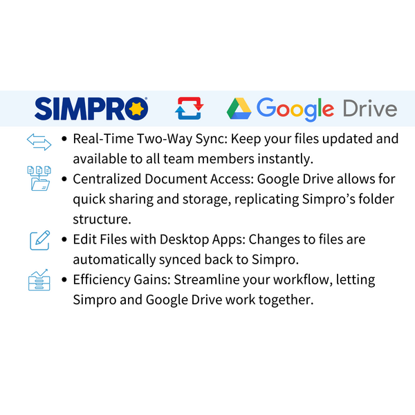 Streamlined Workflow with Simpro and Google Drive Integration