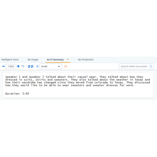 An IV Summary Populated