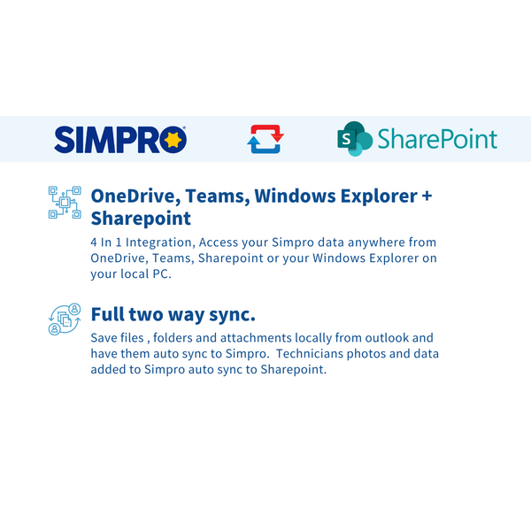 Seamless 4-in-1 Integration: Access and Sync Simpro Data Across OneDrive, Teams, Windows Explorer, and SharePoint
