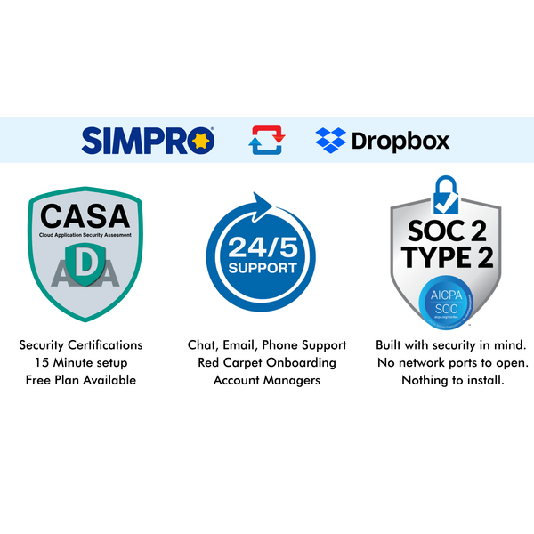 Simpro and Dropbox Integration: Security-First, Seamless Setup with 24/5 Support