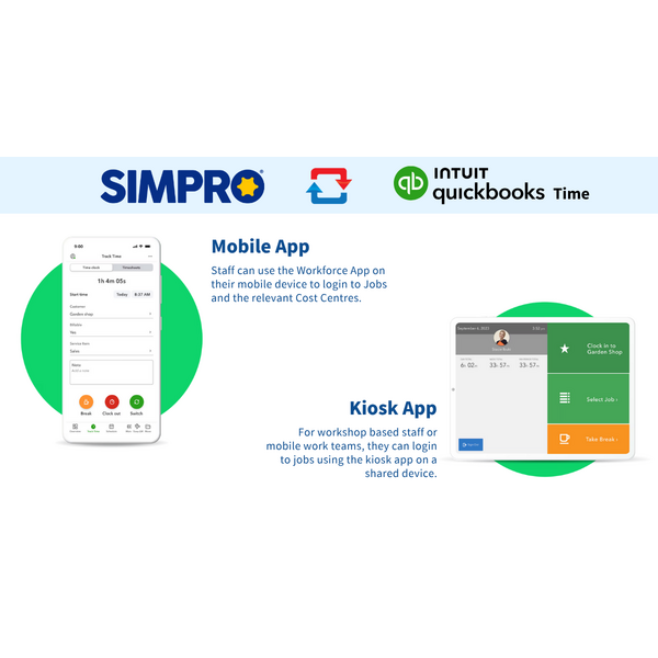 Simpro and QuickBooks Time Integration: Mobile and Kiosk Apps for Time Tracking on Jobs
