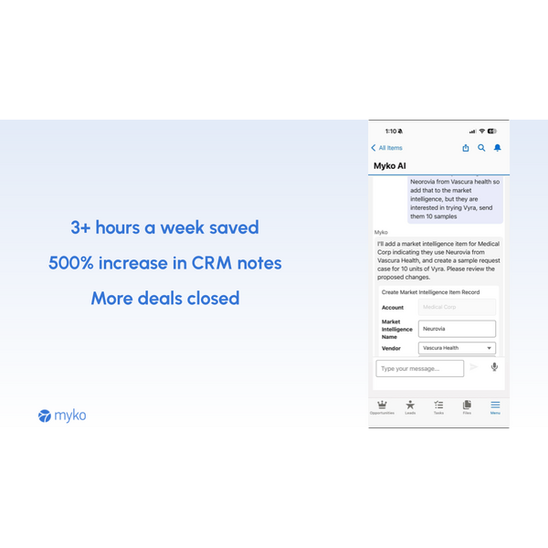 Save time and close more deals with Myko AI.