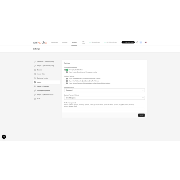 Simpro - QBO Settings