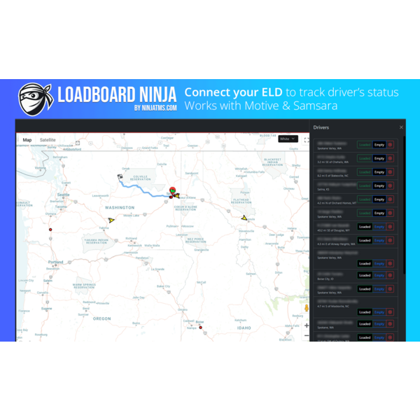 Put your drivers on the map with our ELD integrations. Keep track of whos loaded/empty. Works with Samsara and Motive!