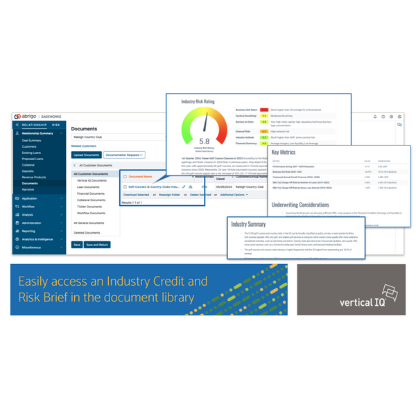 Easily access an Industry Credit and Risk Brief in the document library