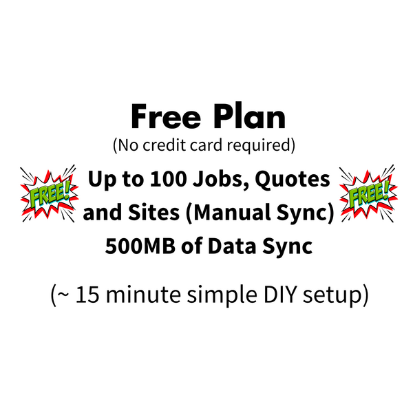 Free Plan: 100 Jobs, Quotes, and Sites with 500MB Data Sync