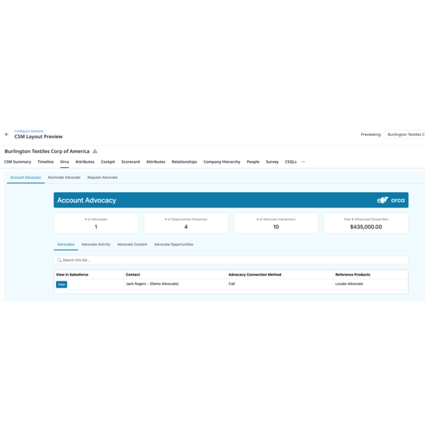 Access advocacy directly within Salesloft.