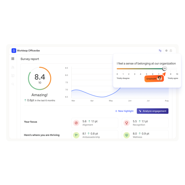 UI of the Workleap Officevibe product
