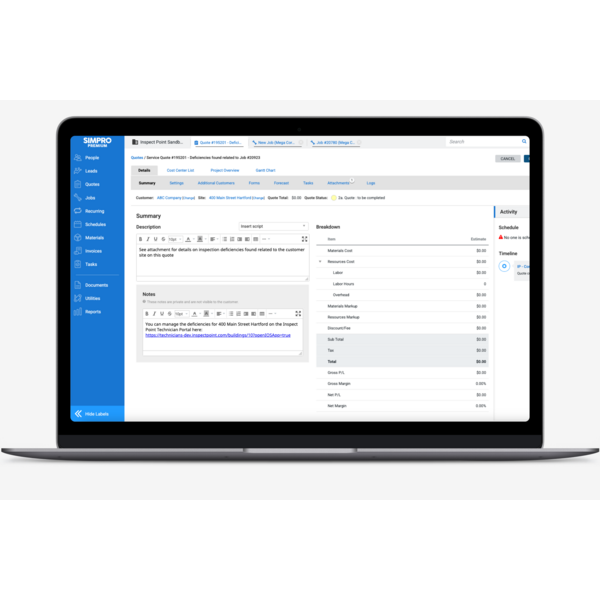 Simpro x Inspect Point Integration (Inspection View)