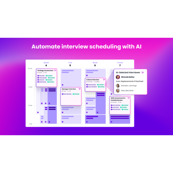The quickest, easiest way to collect and match candidate and interviewer availability. Send out invites, links, and reminders in bulk with a click of a button like a savvy recruiter.