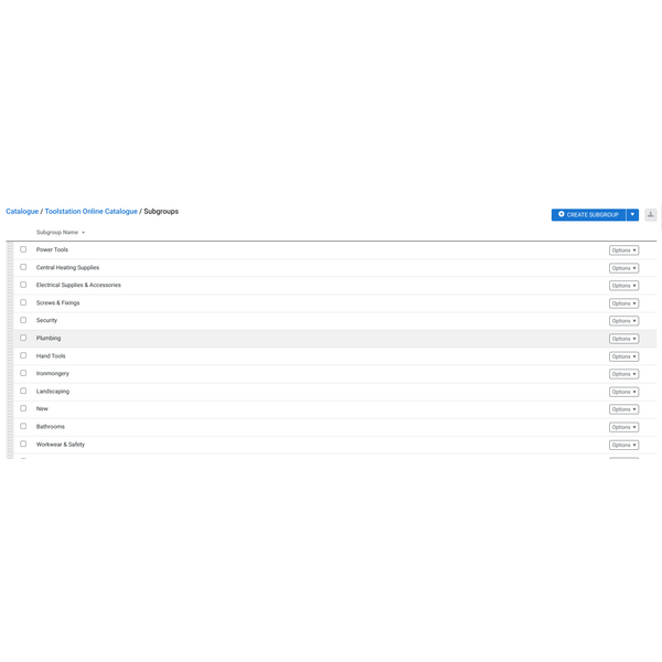Toolstation categories in Simpro catalogue