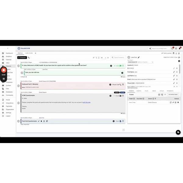 Sync Patients, Tasks, Notes, and Appointments between Tellescope and Healthie