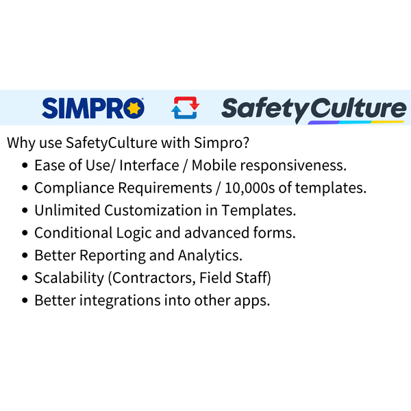 Top Reasons to Use SafetyCulture with Simpro.