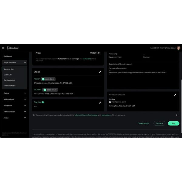 Loadsure Portal Demo